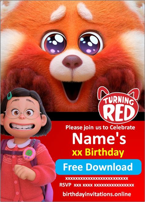 red invitation template|Turning Red Invitation Template .